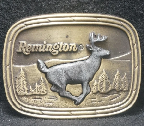 XD13109 *NOS* VINTAGE 1979 ***REMINGTON*** HEBILLA DE CINTURÓN DE CIERVO COLA BLANCA PARA CORRER Foto 1 de 1