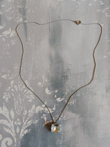 Vintage necklace chain silver tone metal clear crystal rhinestone pendant - Picture 1 of 6