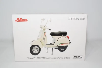 B95 1:10 SCHUCO 45 066 7400 VESPA PX 150 ANNIVERSARIO UNITI D'ITALIA BIANCO MIB - Immagine 1 di 4