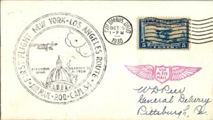 Transcontinental and Western Air Primer Vuelo Columbus Ohio - Pittsburgh PA 1930 - Imagen 1 de 2
