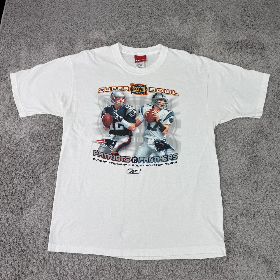 Camisa De Colección New England Patriots Para Hombre Mediana Blanca Super Bowl XXXVIII Reebok Foto 1 de 4