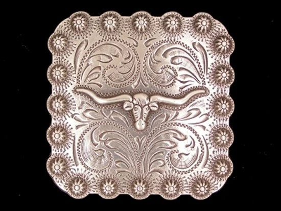 Western Equestrian Cowboy Tack Set of 6 Silver Plated Longhorn Concho's 1" - Image 1 of 1