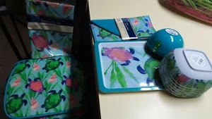 NEW 21pc SEA TURTLE BLUE Kitchen/Table Set Party Chairpads Bowls Summer - Picture 1 of 4