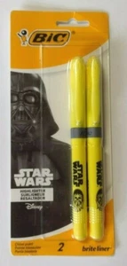 Star Wars BIC Brite Liner Grip Highlighter Chisel Tip Yellow 2-Count NEW - Picture 1 of 2