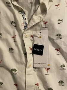 Flamingo & Palm Tree Shirt - By Rocky Singh, Denim & Flowers - Men’s XL - Picture 1 of 7