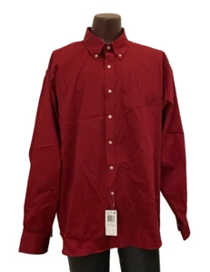 Izod Mens Dress Shirt Red XL Classic Long Sleeves Pocket Buttons 36/37 18-18.5 - Picture 1 of 7