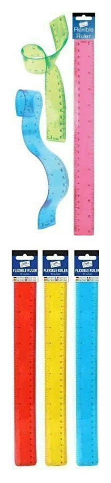 1 X  12" Transparent Bendy Flexible Ruler RANDOM COLOUR - Image 1 of 1