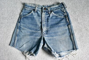 Vtg 60s WRANGLER Blue Bell Cut Off Denim Zip Fly Jean Shorts USA Womens 6/8 W24 - Picture 1 of 10