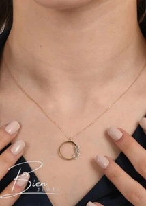 Collana oro pietra baguette minimal 14 carati 0,057 once - Foto 1 di 3