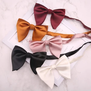 Pajarita grande de seda satinada de gran tamaño para hombres preatada boda fiesta corbatas moños - Imagen 1 de 22
