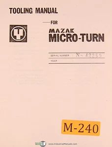 Mazak Micro Turn, Tooling Manual S/N N-42259 - Picture 1 of 1