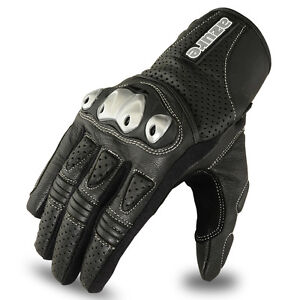 Motocross Gloves Leather Racing Off Road Enduro Motor Bike TPU Knuckle BLK, L-1