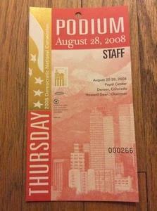 2008 Democratic National Convention PODIUM STAFF Credential Barack Obama - Bild 1 von 2