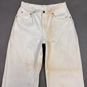 Vintage Levis Jeans Men 31x34 White 575 Wide Leg Baggy Loose Sun Fading Workwear - Picture 1 of 24
