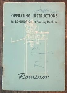 OPERATING INSTRUCTIONS MANUAL FOR ROMINOR OFFSET PRINTING MACHINE ENGLISH - Picture 1 of 12