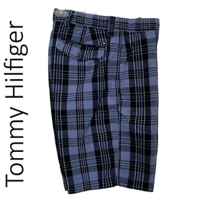 Tommy Hilfiger Blue Plaid Short, Size 29 Waist, Flat Front, 10" Inseam - Picture 1 of 5