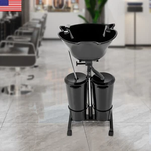 Backwash Shampoo Bowl Basin Portable Hairdress Spa Salon Hair Washing Sink Black - Picture 1 of 23