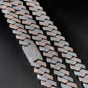 Hip Hop Jewelry 20mm Thick Cuban Link Chain Crystal Miami Gold Silver Two Color - Picture 1 of 26