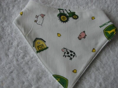Farm White Bandana Dribble Bibs Cotton Front Towelling Back Handmade - image 1 of 2