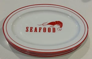Hark Seafood Oval Plate Set White & Red Dinning Kitchen Wear - Picture 1 of 5