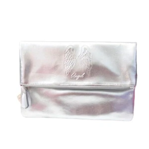 Victoria's Secret BEAUTY Metallic Silver Fold Over Cosmetic Makeup Bag - Picture 1 of 2