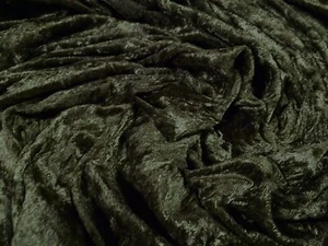 Panné Velour Velvet Crushed Dress Fabric, Per Metre - Plain - Khaki - Picture 1 of 3