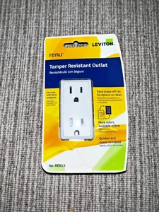 NEW - LEVITON - R52-RER15-WW - RENU TAMPER RESISTANT OUTLET 15A-125V - WHITE - Picture 1 of 2