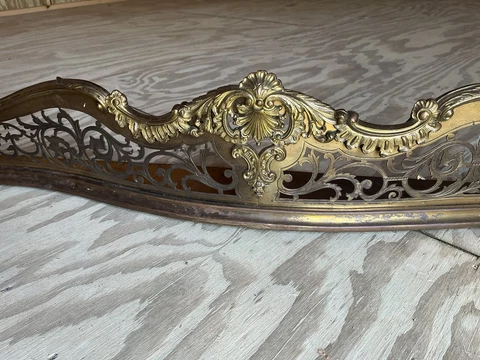 Antique Brass Victorian Fireplace Fender Ornate Cover