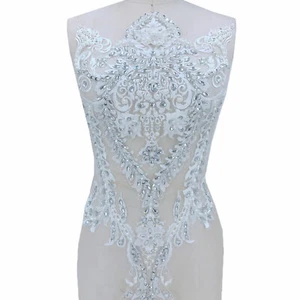 Embroidery Blossom Show Lace Trim Rhinestone Dancing Dress Costume Applique 1 PC - Picture 1 of 6