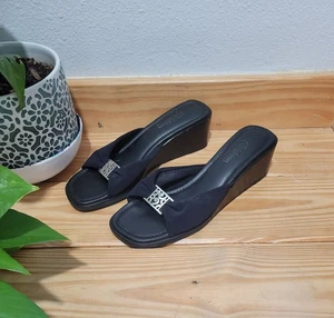 Sandalias de cuña para mujer Brighton Isabel negras talla 8,5 hechas en Italia zapatos  - Imagen 1 de 7