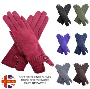 Mujeres Guantes con Botones Invierno Cálidos Suave Forrados de Vellón Térmicos Pantalla Táctil Guantes - Imagen 1 de 30