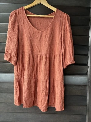 Mini Vestido Boho Speechless Para Mujer Marrón Oxidado Talla Grande Lunares Rayón Boho  Foto 1 de 4