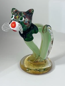 VTG Murano Glass Cat Figurine Open Curved Body Nose Glow - Picture 1 of 9