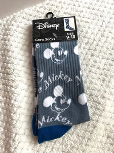 NEW Disney Mickey Mouse Blue Crew Socks Unisex Adult Size 9-13 - Picture 1 of 10