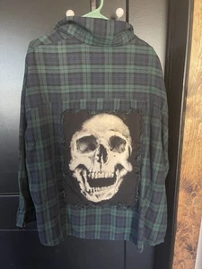 Skull Flannel 4XL Goth Punk Boho Eccentric Comfortable - Picture 1 of 3