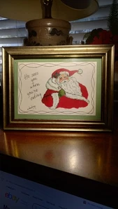 framed painting he sees you when your eating by s dowlingv 6.5 by 8.5 - Picture 1 of 2