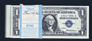 USPC FR 1619 BEP 100 PACK 1957 $1 SILVER CERTS UNC & SEQUENTIALLY #'D ((SCARCE)) - Picture 1 of 5