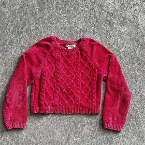 Suéter Tommy Bahama Niñas Talla 7/8 Chenille Tejido con Cable Rosa Oscuro Acogedor Suave - Imagen 1 de 8