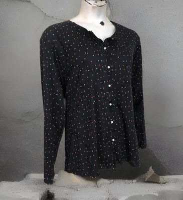 Croft & Barrow Sleepwear Pajama Top Size 3X Black Heart Print Button Down Shirt - Image 1 of 4