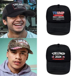 Cotton Camo Trump 2024 Caps US Flag Hats Trump Supporters Hat Baseball Cap - Picture 1 of 15