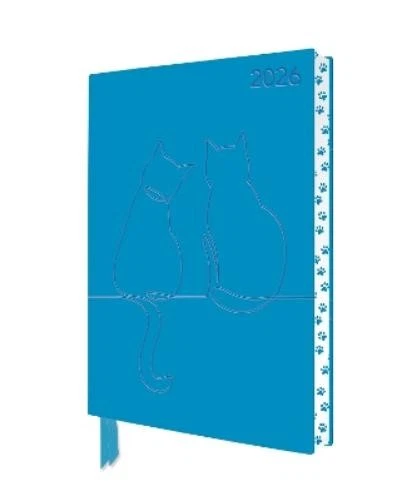 Two Happy Cats 2026 Artisan Art Vegan Leather Diary Planner - Page to View with  - Image 1 of 1