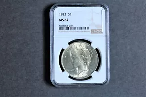 1923 PEACE DOLLAR GRADED MS-62 by NGC **NICE** - Picture 1 of 2