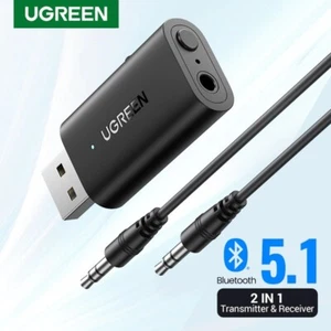 UGREEN 2 in 1 Bluetooth 5.1 Car Adapter Wireless Stereo Transmitter 3.5mm Aux - Picture 1 of 7