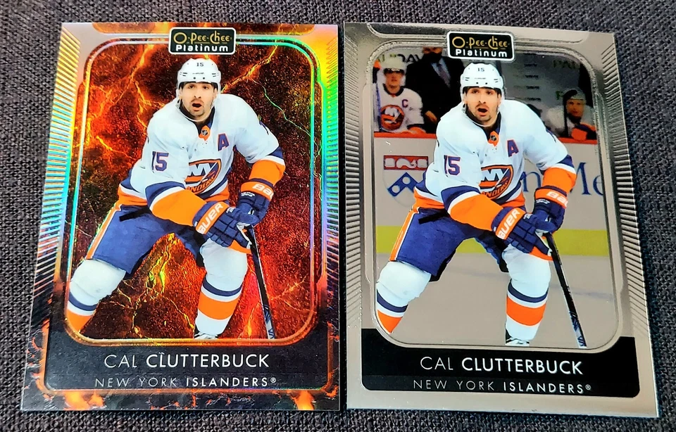 2021-22 OPC O-Pee-Chee Platinum Hot Magma /499 Cal Clutterbuck #95 Islanders - Image 1 of 2