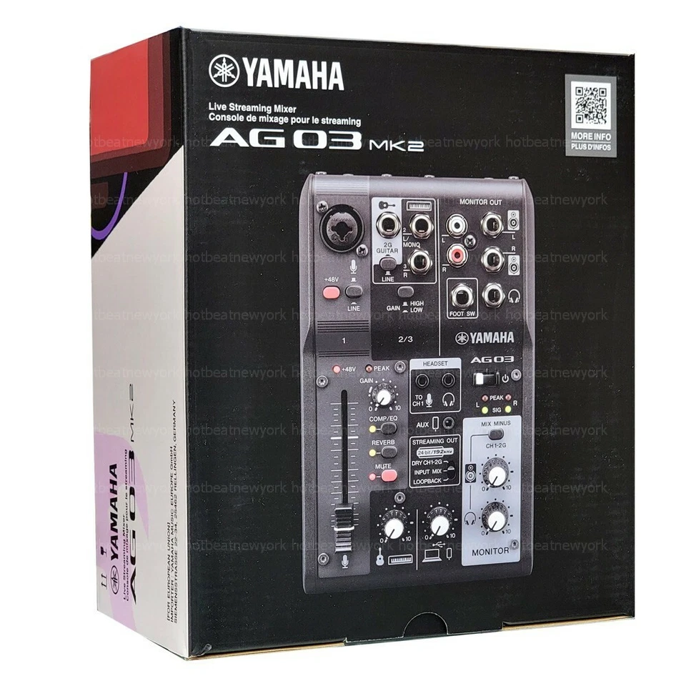 Yamaha AG03MK2 3-Channel Live Streaming Loopback Audio USB Mixer