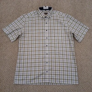 Eterna Shirt Mens 16.5 Green Plaid Short Sleeve Button Down Cotton - Picture 1 of 10