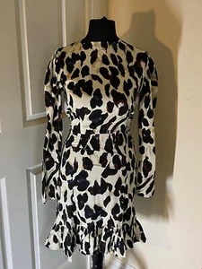 Influence Kerry Langarmkleid Leopardenmuster Rüschensaum Größe 10  - Bild 1 von 9
