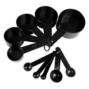 5/10pcs Plastic Measuring Cups & Spoons Kitchen Cooking Baking Tool Black Color - Picture 1 of 18