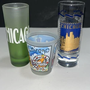 Chicago Shot Glass The Windy City Souvenir Travel Set Of 3 - Picture 1 of 11