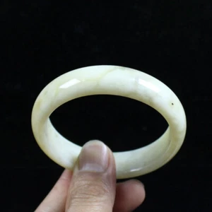 61mm Chinese 100% Nature New White Green Xiuyu Jade Gems Bangle Bracelet j7952 - Picture 1 of 10